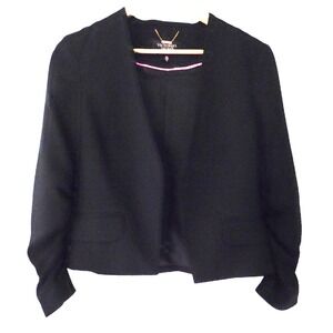 Victorias Secret Womens Black Blazer 3/4 Sleeve Lined Fitted Short‎ Size 6